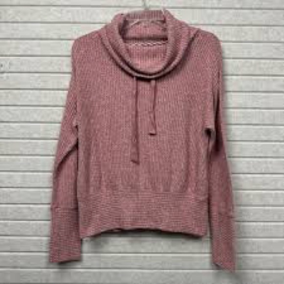 Saturday Sunday by AnthropologiePink Cowl Neck Textured Waffle Knit Sweater - Picture 2 of 7